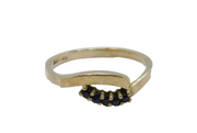 Sterling Silver 5 Sapphire Set Split Band Dress Ring Vintage c1970 Size O