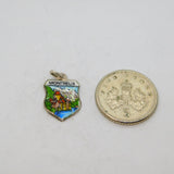 .800 Silver 'Montreux' Enamel Shield Travel Souvenir Charm Vintage c1970s