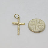 Sterling Silver Textured Minimalist Cross Charm Pendant Vintage c1970s