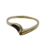 Sterling Silver Black Enamel Twist Front Dress Ring Vintage c1970 Size M 1/2