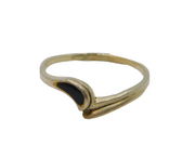 Sterling Silver Black Enamel Twist Front Dress Ring Vintage c1970 Size M 1/2