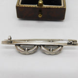 Victorian Sterling Silver Paste Set Double Circle Brooch Pin Antique c1890