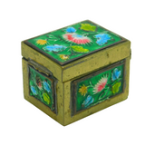 Chinese Export Gilt Metal & Enamel Floral Pattern Stamp Box Antique c1930s