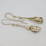 Pair of Sterling Silver Baltic Amber Studio Hook Drop Earrings Vintage c1970