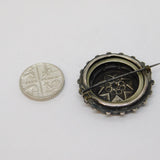 Victorian Sterling Silver Starburst Pattern Mourning Brooch Antique c1880s