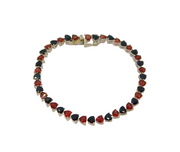 Sterling Silver Multi-Stone Sapphire & Garnet Hearts Bracelet Modern c2000s