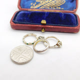 Sterling Silver Trio of Wedding & Engagement Rings Charm Pendant Vintage c1970
