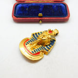 Gold Plate Egyptian Tutankhamun Death Mask Charm Pendant Vintage c1970