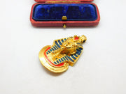 Gold Plate Egyptian Tutankhamun Death Mask Charm Pendant Vintage c1970