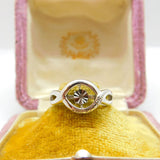 Sterling Silver Loop Ring With FlowerVintage c1970 Size M