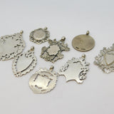 Job Lot of Antique Sterling Silver Fob Medals inc. Gold Fronts, Enamel 69g