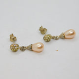 Pair of Sterling Silver Pearly Peardrop & Crystal Stud Earrings Modern c1990