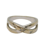 Sterling Silver Triple Diamond Crossover Dress Ring Vintage c1970 Size P 1/2