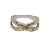 Sterling Silver Triple Diamond Crossover Dress Ring Vintage c1970 Size P 1/2