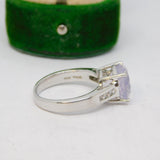 Sterling Silver Pale Lilac Crystal Solitaire Ring Vintage c1970 Size M