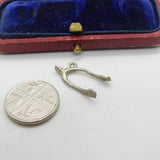 Sterling Silver Lucky Wishbone Charm Pendant Vintage c1970