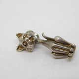 Sterling Silver Siamese Style Cat Charm Pendant Vintage c1970