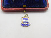 Sterling Silver and Enamel Salisbury Travel Shield Charm Pendant Vintage c1970