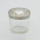 Victorian Sterling Silver Topped Cut Glass Vanity Jar Antique 1899 London