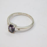 Sterling Silver Purple & White Sapphire Dress Ring Vintage c1970 Size P 1/2