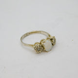 Sterling Silver Opal & White Topaz Engagegment/Dress Ring Vintage 1979 Size J