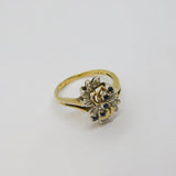 Sterling Silver With Gold 5 Sapphire & Diamond Dress Ring Vintage 1994 Size M