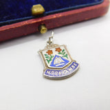 Sterling Silver and Coloured Enamel Travel Shield 'Morecambe'Charm Vintage c1970