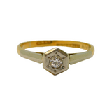 Victorian 18ct Gold & Platinum Set 0.2ct Diamond Dress Ring Antique c1890s
