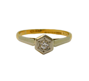 Victorian 18ct Gold & Platinum Set 0.2ct Diamond Dress Ring Antique c1890s