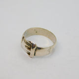 Sterling Silver Chunky Buckle Design Band Ring Vintage c1970 Size W