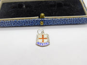 Sterling Silver & Enamel London Shield Charm Pendant Vintage c1970