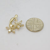 Sterling Silver CZ Double Flower Form Charm Pendant Contemporary c2000s