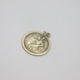 Sterling Silver Patterned St Christopher Travel Charm Pendant Vintage c1970s