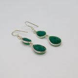 Pair of Sterling Silver Faceted Green Hardstone Peardrop Earrings Modern c2000