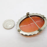 Art Deco 800 Grade Silver Carved Shell Cameo Profile Brooch Antique c1920s