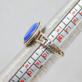 Sterling Silver Lapis Lazuli Greek Key Design Dress Ring Vintage c1970 Size N