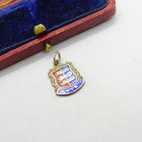 Sterling Silver and Enamel Rye Travel Shield Charm Pendant Vintage c1970