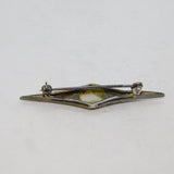 Sterling Silver Marcasite & Mother Of Pearl Art Deco Brooch Pin Antique c1930