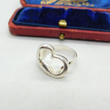 Sterling Silver Figurative Heart Outline Love Ring Vintage c1980