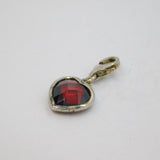 Sterling Silver Faceted Red Glass Heart Clip On Charm Pendant Modern c2000s
