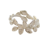 Sterling Silver Studio Style Leaf Design Band Ring Vintage c1970 Size N