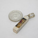 Sterling Silver Resin Set Flowers Charm Pendant Vintage c1970s