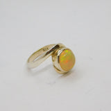 Sterling Silver Cabochon Opal Twist Front Band Dress Ring Modern c2000 Size U