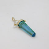 Sterling Silver Blue Glass Pointed Drop Charm Pendant Vintage c1970