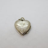 Sterling Silver Patterned Textured Heart Locket Charm Pendant Vintage c1970