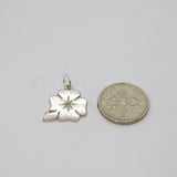 Sterling Silver Diamond Set Lucky Clover Charm Pendant Vintage c1970