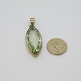 Sterling Silver Faceted Green Tourmaline Large Ellipse Pendant Vintage c1970s