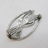 Sterling Silver Abalone Shell Set Floral Dress Brooch Pin Vintage c1970