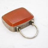 Victorian Scottish Sterling Silver Red Agate Padlock Pendant Antique c1860s