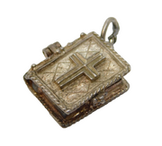 Sterling Silver Opening Holy Bible Charm Pendant Vintage c1970
